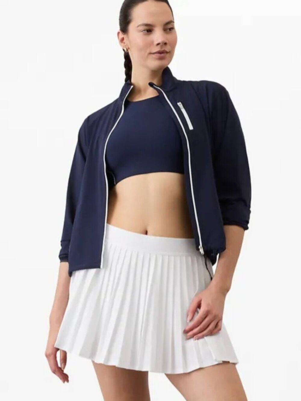 NWT Athleta Bright White Match Point Pleated Laser Cut Tennis Golf Skort Skirt